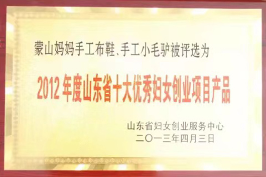 2012年度山东省十大优秀妇女创业项目产品